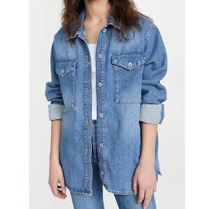 Triarchy oversized denim shacket jacket over  shirt medium $275 Retail